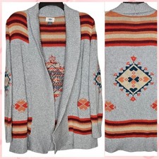 Old Navy Girls XL 14 Gray southwestern Tribal Aztec Pattern Cardigan Sweater