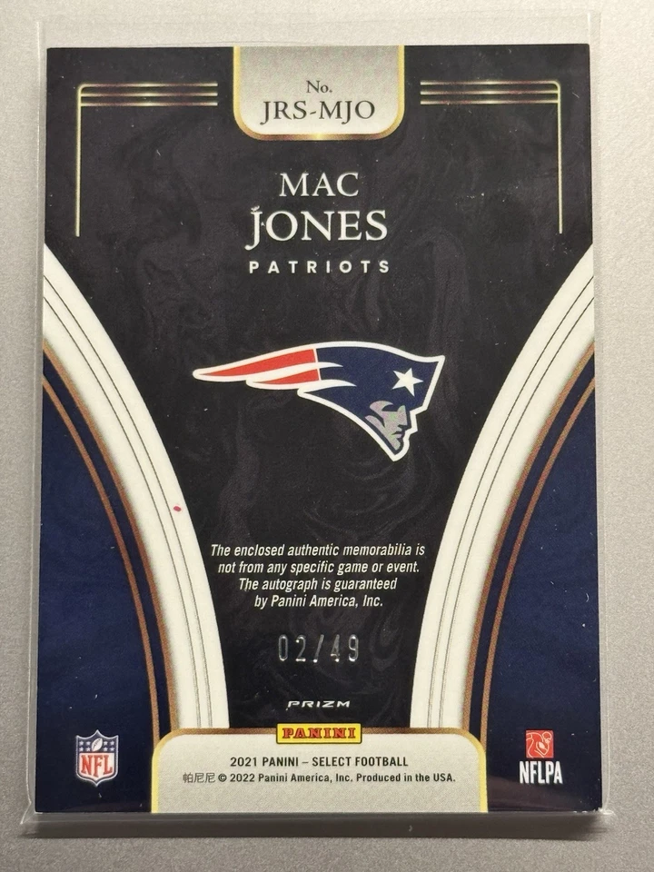 2021 Panini Select - Rookie Signature Swatches Prizm Mac Jones Copper Prizm /49 - Image 2 of 2