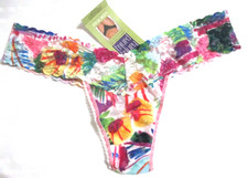 HANKY PANKY ONE SIZE OS THONG 7G1582 LOW RISE MULTI FLORAL LACE NYLON PANTIES