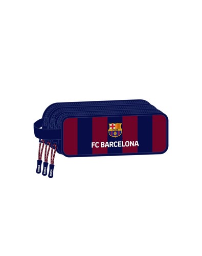 Safta Trousse Triple F.C. Barcelona Fille – Trousse Scolaire Officielle 3 Compartiments – Corail – Idéale École Collège