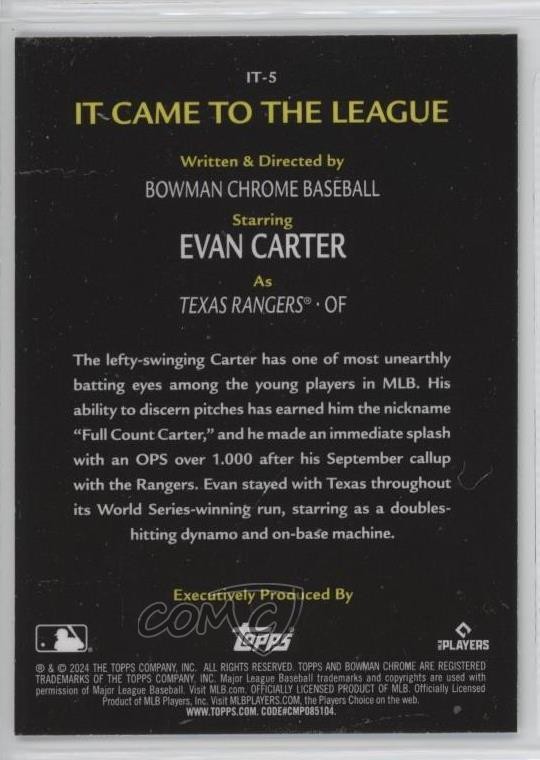 2024 Bowman Chrome It Came to the League Evan Carter #IT-5 Rookie RC 12g7