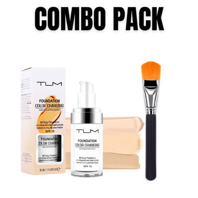 Color Changing Liquid Foundation + Flat Brush Combo SPF 15 Magic Flawless Makeup