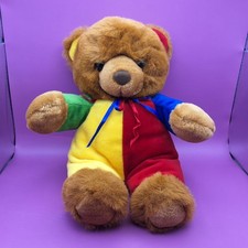 Vintage Eden Colorful Teddy Bear Clown Circus Plush Rainbow Stuffed Animal