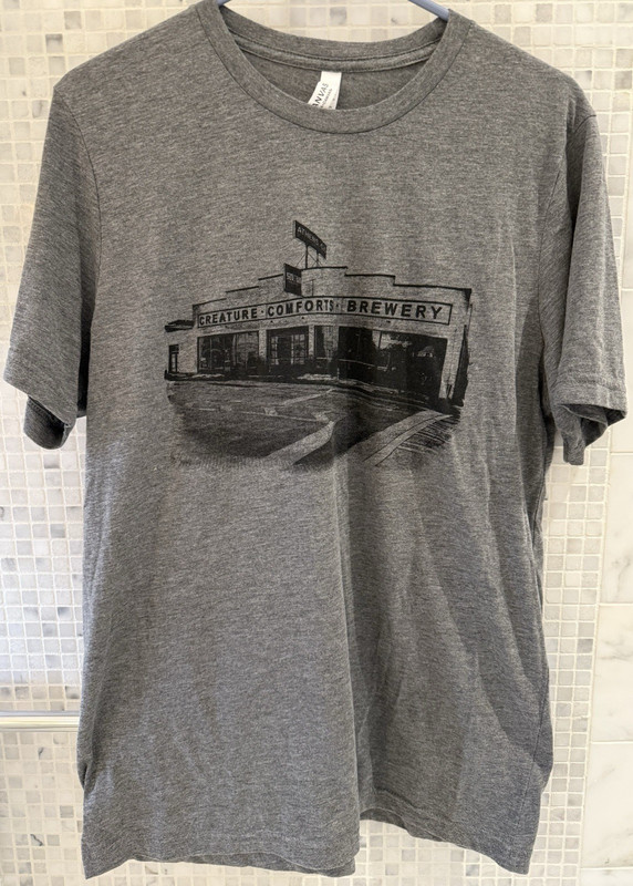 Creature Comforts Athens, GA Grey Soft Canvas T-Shirt Size Large EUC