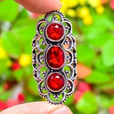 Mozambique Garnet Gemstone 925 Sterling Silver Gift Jewelry Ring Size 7 y929