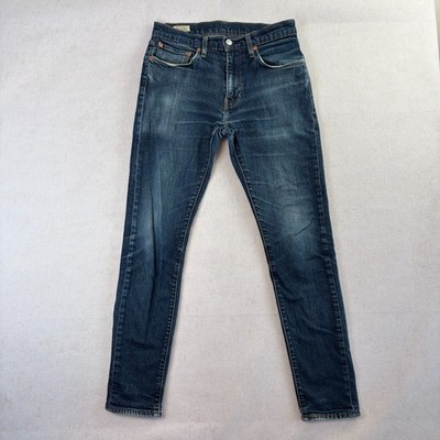 Levi's 512 Jeans W31 L32 Blau Slim Taper Stretch Denim Distressed Schrittbekleidung