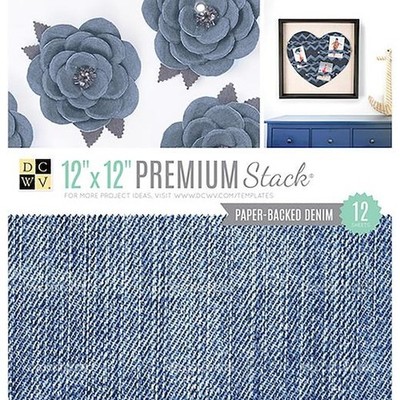 DCWV 12x12'' Premium Stapel 12 Stück - Denim Stoff mit Papierrücken