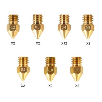 3D Druckerdüsen Set MK8 Messing Düsen 24 Stück für Ender 3 CR-10 0,2-1,0 mm