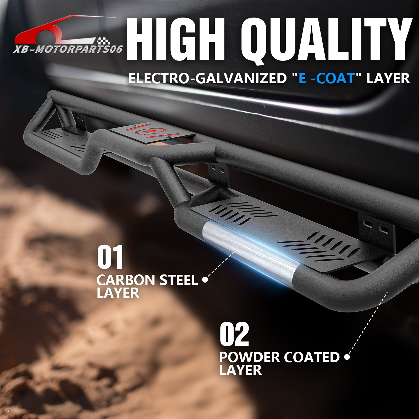 Side Step Running Boards For 99-2016 Ford F250 F350 Super Cab Two Stairs Design