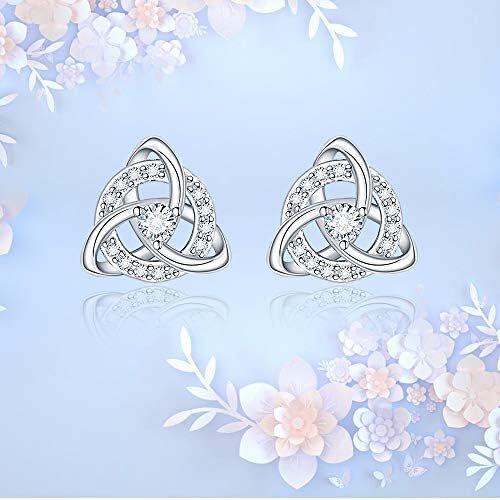 Pendientes de tachuelas Celtic Infinity Trinity 925 astilla de ley 925 regalo irlandés delicado - Imagen 5 de 6