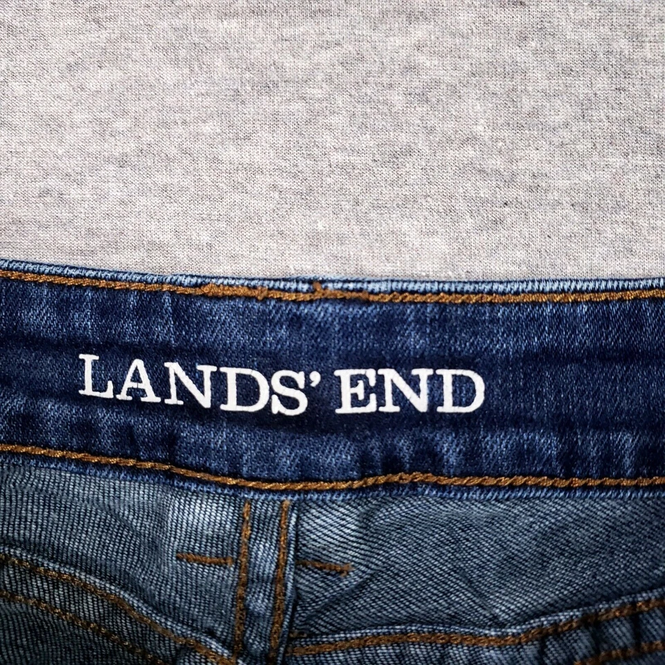 Pantalón de tiro medio Lands' End talla 8 Jean calidad denim pesado lavado oscuro Foto 3 de 4