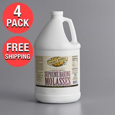 (4-Pack) Golden Barrel Kosher Sulfur Free Supreme Baking Molasses 1 Gallon | USA