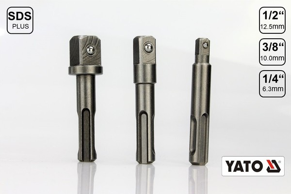 "3 Tlg. Sds-Plus Stecknuss Halter Satz Adapter Auf 1/4\" 3/8\" 1/2\" Nuss YT-04686"-image