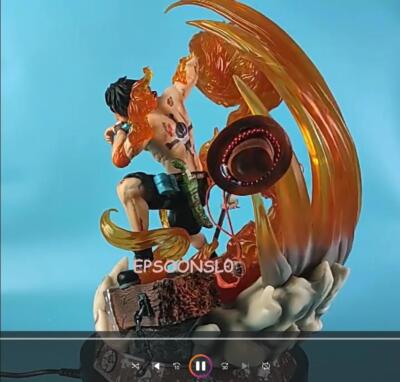 Japan Anime Figure Portgas D Ace PVC Model w/Fireball Statue