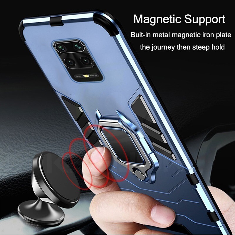 For Xiaomi Redmi Note 9 Pro 9S Case,Armor Rugged Magnetic Ring