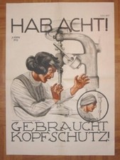 Plakat Bezpieczeństwo pracy Rzeszy Służba Pracy. 1925 HAB OSIEM USE OCHRONA GŁOWY