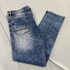 Southpole Mens Jeans Acid Washed Moto Distressed Skinny Jeans Size 36x32