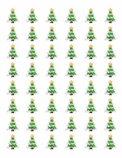 48 CHRISTMAS TREE CUTE ENVELOPE SEALS LABELS STICKERS 1.2" ROUND