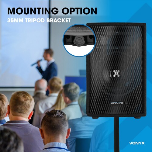 Vonyx SL8 8" Passive PA Speaker Pair 800W DJ Party Disco Sound System - Picture 4 of 12