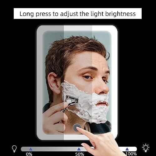 Heated Shower Mirror Fogless for Shaving Lighted Fog Free Shaving