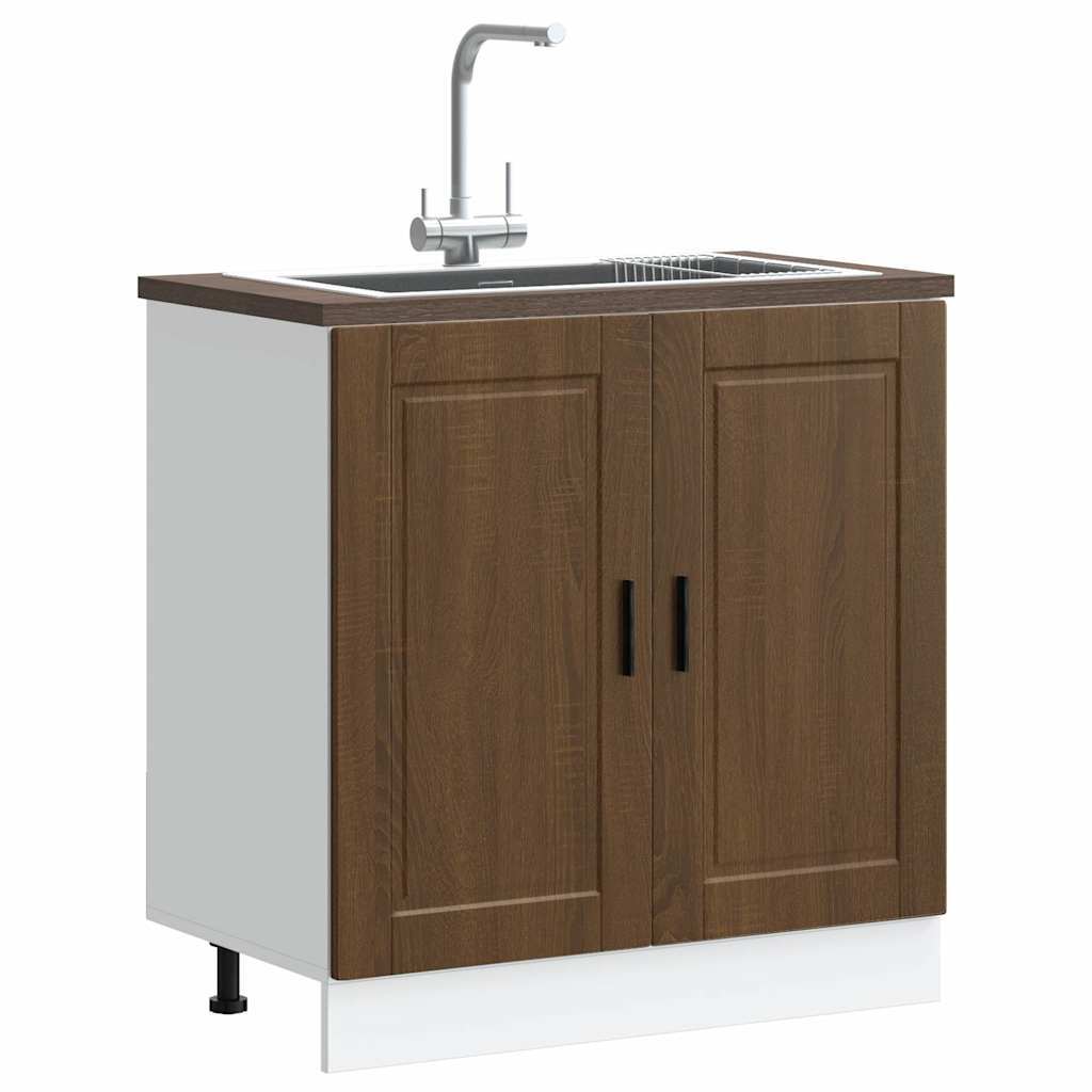 vidaXL Sink Base Cabinet聽""Porto"" Brown Oak 80x46x81.5 cm聽Engineered Wood