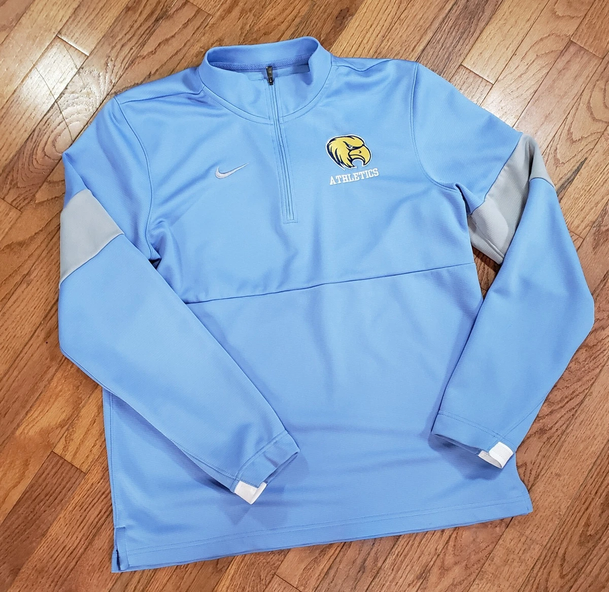 Nike Dri Fit Men s Medium Pull Over Blue Jacket Eagle Collage Logo