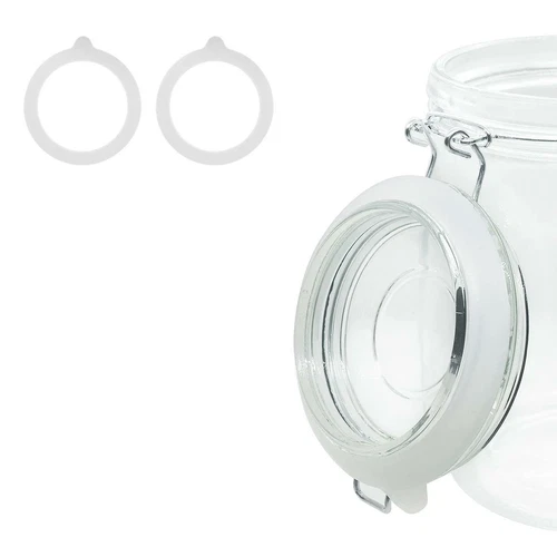 2 Piece Rubber Seal Ring for Glass Jars, Airtight Silicone Replacement Gasket