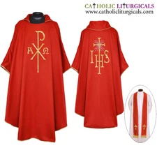 NEW Red Gothic Chasuble & Stole Set, Gothic Vestment, Casulla, Casel
