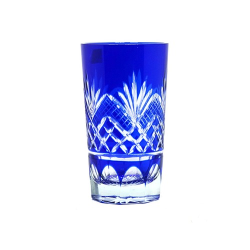 New Edo Kiriko Crystal Whiskey Glasses Hand Cut To Clear Blue - Picture 13 of 13