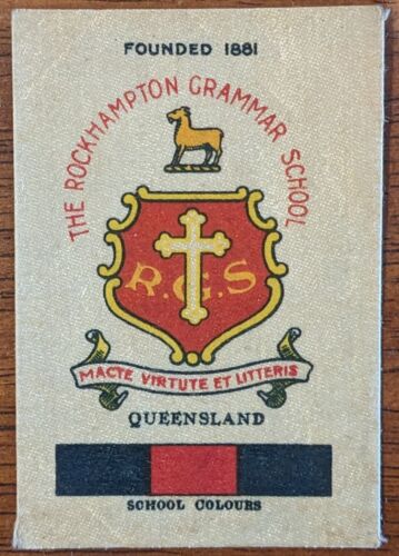 1911 Wills Cigarette Card Silk University & College Colours Rockhampton Grammar  - Picture 1 of 2