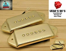 G.M. Vegas 90's Dogear  P-90  Pickup Set Gold Curved Cover Alnico 5