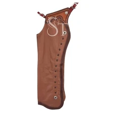 Western Shotgun Fashion Long Chaps Cowhide Leather Horse Riding Chinks All Sizes