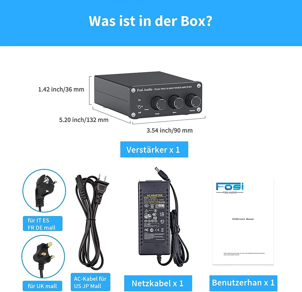 Fosi Audio TB10A 200W Mini Audio Amplifier Stereo Receiver Verstärker 2.0 Kanal - Bild 4 von 4