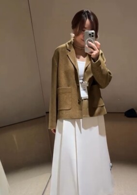 $109 New Zara XS S M Herringbone Brown Women Jacket ZW Collection