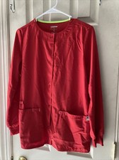 SCRUBSTAR WOMENS RED RUBY GEM SCRUBS JACKET SZ XS EXC CONDITION