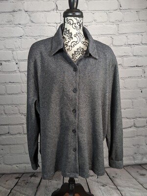 Drapers & Damons women's button front 3x jacket hounds tooth print stretch BBIN