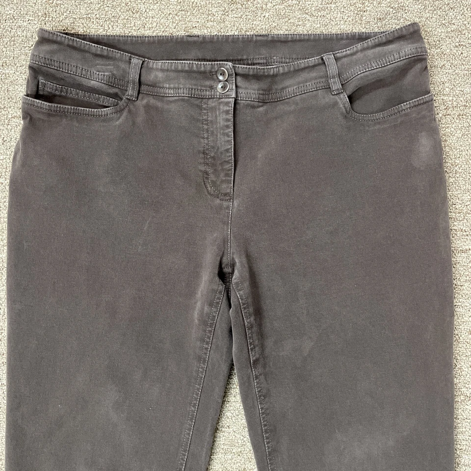 Eileen Fisher Sz PL 14/16 Petite Stretch Micro Corduroy Wide Leg Pant Brown - Image 2 of 4