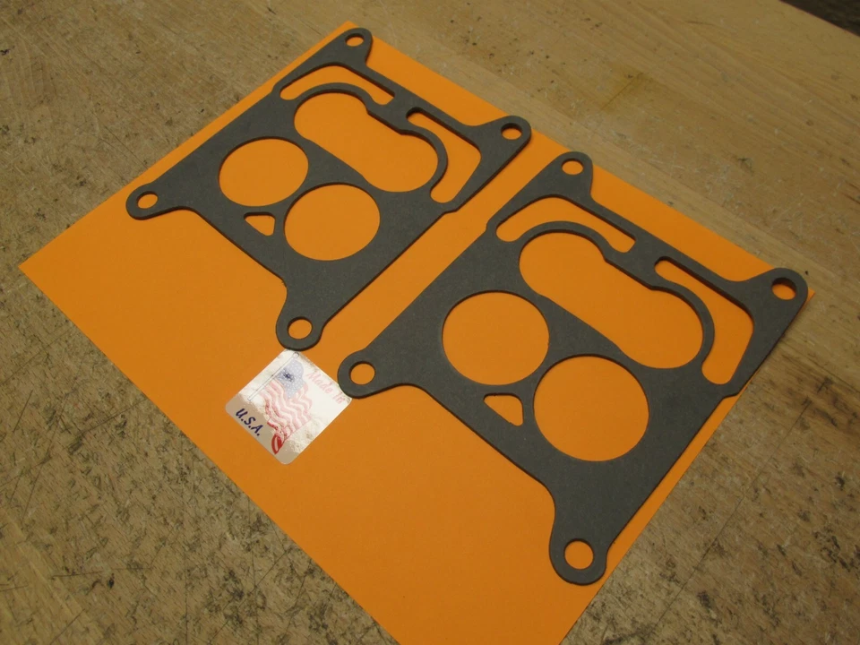 Cadillac V-8 Carter Rochester 1957-1966 4BBL. JUNTA DE MONTAJE DE CARBURADOR 2 PIEZAS. Foto 3 de 4