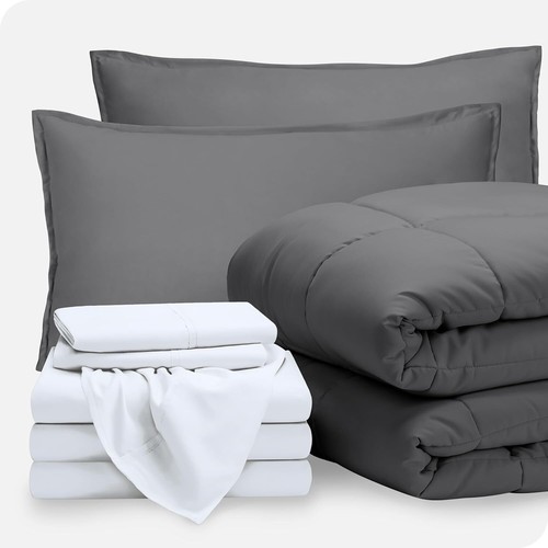 BedinABag 8 Piece Comforter & Sheet Set Split Queen Goose Down