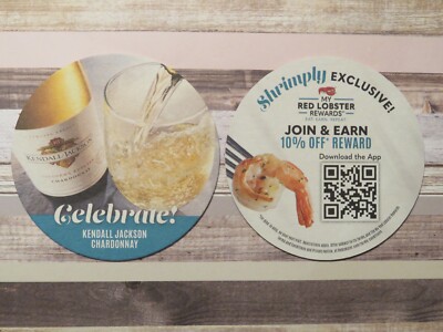 Beer Coaster: RED LOBSTER Seafood Restaurant Kendall Jackson Chardonnay - Shrimp