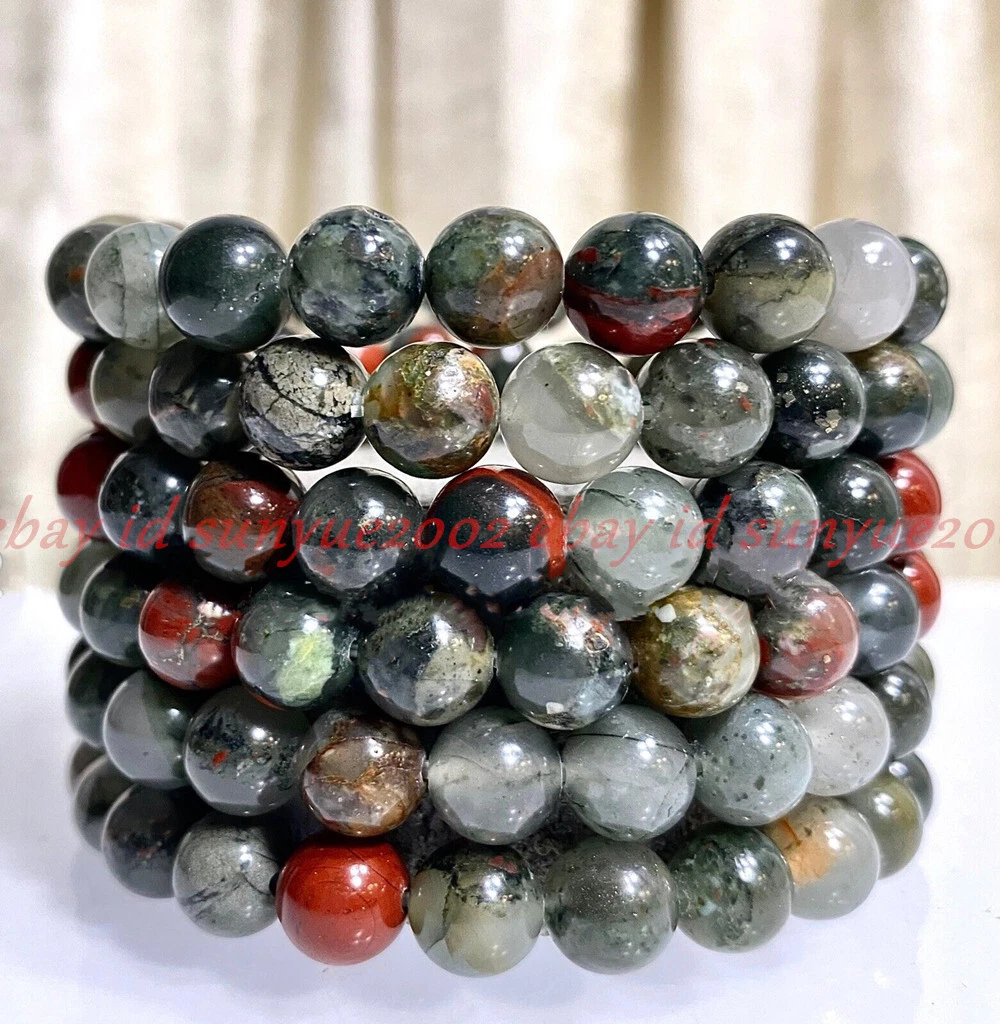 VALENTINO Ingrosso 6 Pezzi Pietra di Sangue Africana Naturale 8mm 7 5” Bracciale Elastico Cristallo