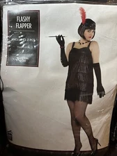 Flashy Flapper Costume Women's XXL 18-20 Dress & Headpiece Cosplay Halloween