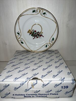 Princess House Veranda Holiday Heritage Flower Design Dessert Plate Set of 4 NIB