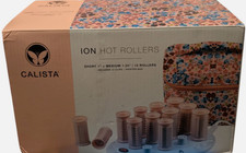 Calista Tools Ion Hot Rollers 12-1" Short 1.25" Medium Clips Stand Case Pink 3PK