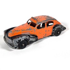 Hubley Kiddietoy  459   Orange  Black Taxi Cab   7" long   Die Cast