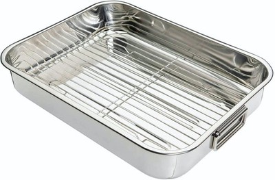 KitchenCraft Bratblech mit Gestell, Edelstahl-Bratblech, groß, 43 x 31 cm,