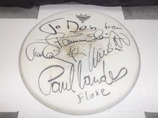 RAMMSTEIN FULL BAND SIGNED AUTOGRAPH 14" DRUMHEAD - MUTTER,  NO COA-AUTHENTICATI