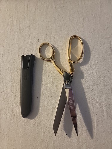 Gingher 8" Gold Handled Dressmakers Shears - Knife-Edge Scissors With Sheath