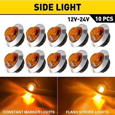 10x 3/4'' LED Strobe+Steady Marker Lights Amber Dual Function 12-24V Wrangler EXC