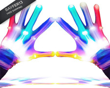 GLEDLOVES LED Finger Gloves - Light Up with 5 Color/6 Large, White